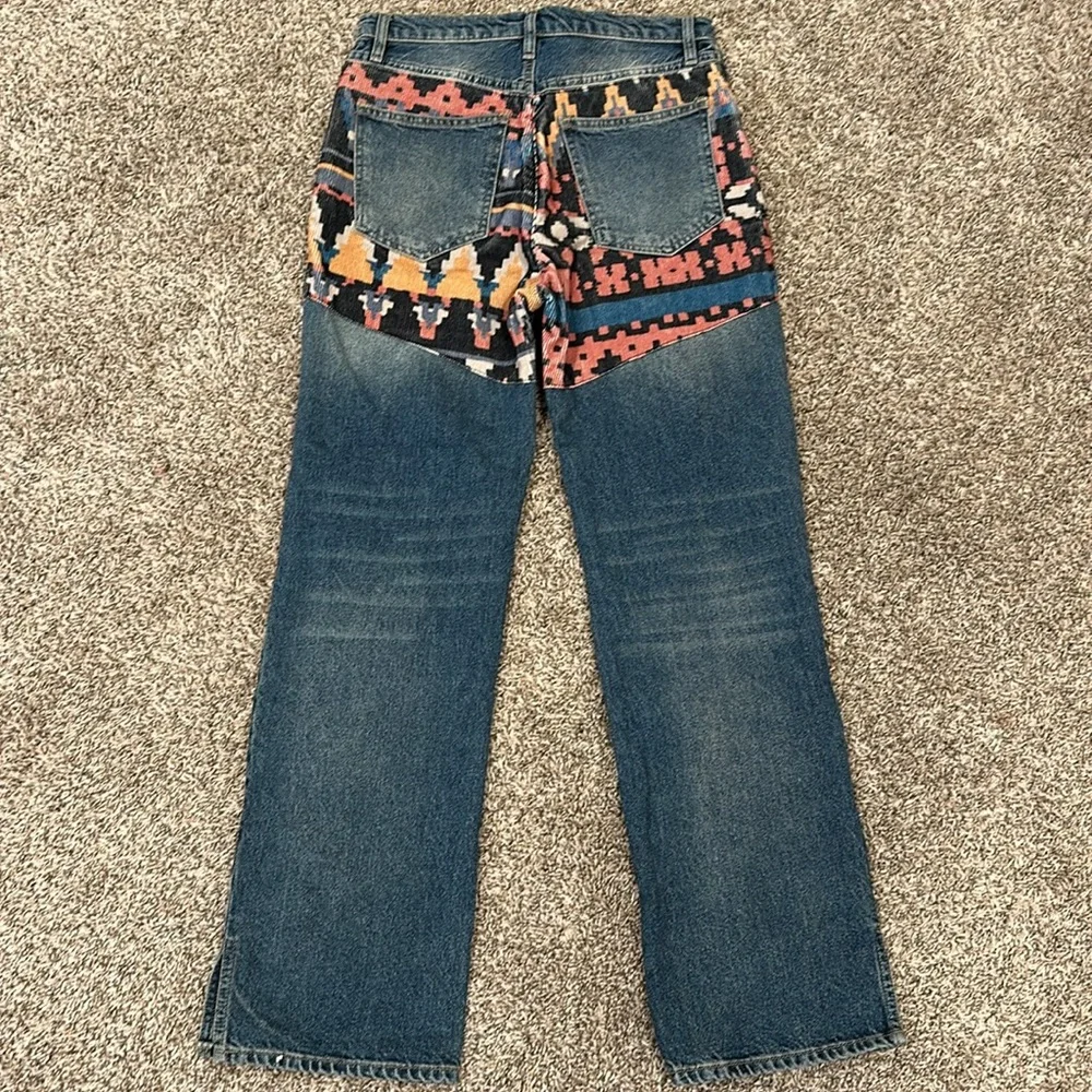 New Free People We The Free Rocky Mountain Straight Leg Alpine Patchwork Jeans - Picture 6 of 6